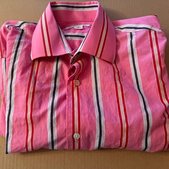 Vibrant Pnk Striped Banana Republic Dress Casual Shirt - Picture 1 of 3